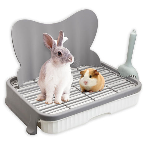 Fhiny Rabbit Litter Box with Drawer, Guinea Pig Litter Box for Cage Rectangular Small Animal Potty Trainer Bunny Corner Toilet for Rabbit Guinea Pig Chinchilla Ferret Hedgehog Easy to Clean