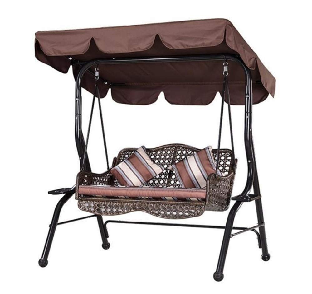 LINGKY Replacement Canopy for Swing Seat 2 & 3 Seater Sizes Hammock Cover Top Garden Outdoor (185x249x18cm,Brown)