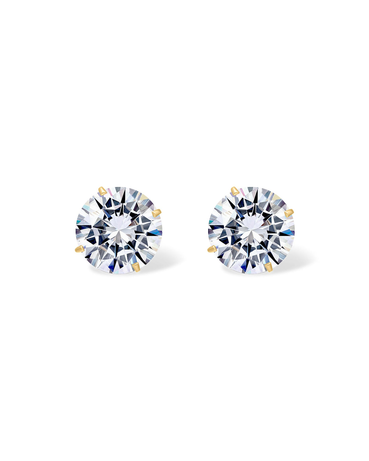 PAVOI 14K Real Yellow Gold Moissanite Stud Earrings for Women Men | 2.4 Carat Round Lab Created Moissanite Stone Solid Gold Stud Earrings | 7 Millimeters