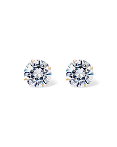 PAVOI 14K Real Yellow Gold Moissanite Stud Earrings for Women Men | 2.4 Carat Round Lab Created Moissanite Stone Solid Gold Stud Earrings | 7 Millimeters