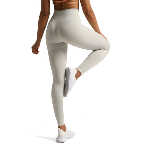 Aoxjox High Waisted Workout Seamless V Glute Seam Leggings for Women Yoga Metamorph Pants 26" (Green Tint Marl, X-Small)