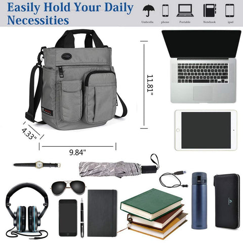 AlwaySky Crossbody Messenger Bag, Multifunctional Shoulder Bag, Laptop Bag for for Men and Women Sport Travel Business (Gray)