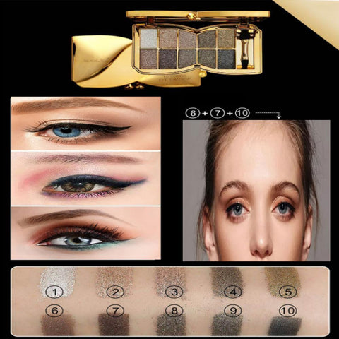 Generic Glitter Eyeshadow Palette,Sparkle Eyeshadow Palette 10 Colors Shimmer Eyeshadow Palette Gold Eyeshadow Shimmer Makeup Palette Highly Shining Pigmented Long Lasting Waterproof for Women