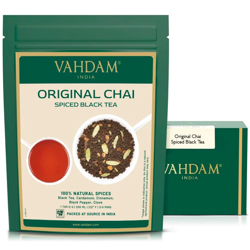VAHDAM, India's Original Masala Chai Tea Loose Leaf 200g (100 Cups) Blend of Black Tea | Cinnamon, Cardamom, Cloves & Black Pepper | Ancient Indian House Recipe of Spiced Masala Tea