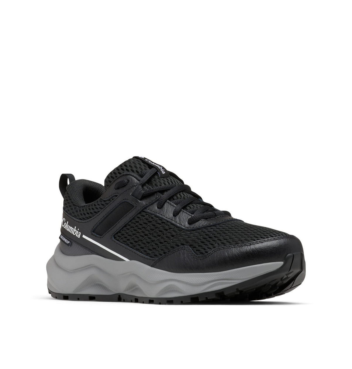 Columbia Women's Plateau Waterproof Hiking Shoe, Black/White, 9 Wide