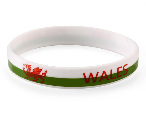 Wales White World Cup Olympics Silicone Wristband (Pack of 1)