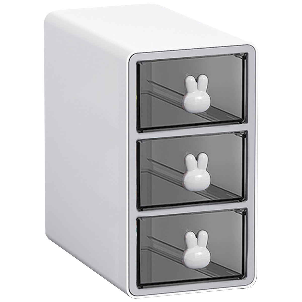 Toguma Stackable Desktop Storage Box with 3 Drawers, Transparent Multilayer Cosmetic Storage Box Desk Storage Box, Suitable for Office Desk Cosmetics (White)