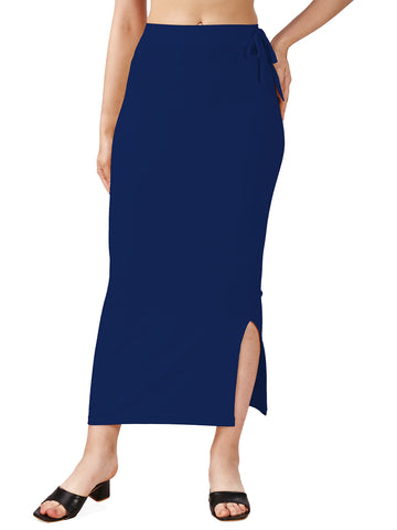 Mehrang Microfiber Saree Shapewear Petticoat for Women, Cotton Blended Shape Wear Dress for Saree, Navy Blue, Medium