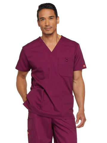 Dickies mens EDS Signature V-Neck Scrub Top Wine Medium