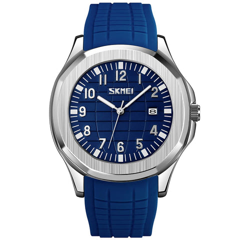 SKMEI Watches for Men Silicone Easy Read Waterproof Sport Casual Fashion Analog Quartz Luminous Fathers Gifts Blue Wrist Watch