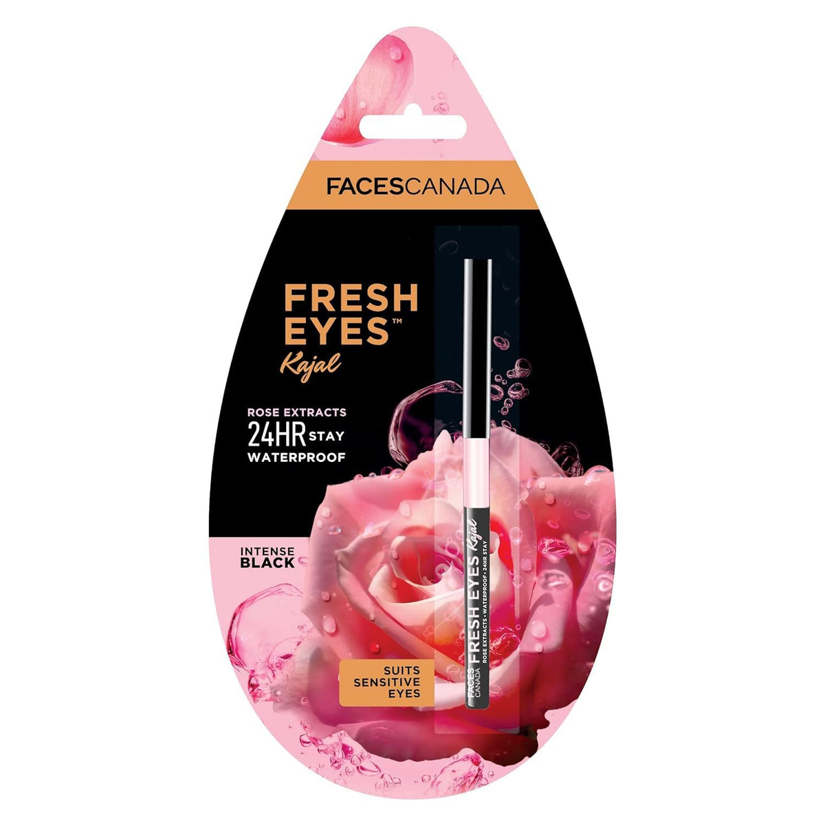 FACESCANADA Fresh Eyes Eyeliner Pencil- Black | 24 HR Long Stay & Lightweight | Waterproof & Smudge Proof | with Rose Extract | Suitable for Sensitive Eyes | 0.01 Oz/0.35g