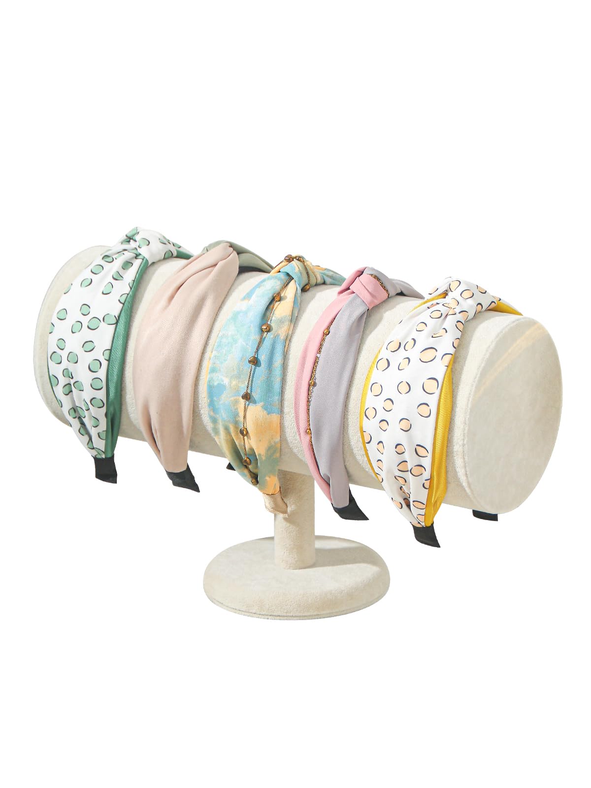 Coward T-Bar Beige Headband Holder Organizer,Hairband Display Stand,Hairband Storage Rack for Girls And Women (detachable beige velvet)