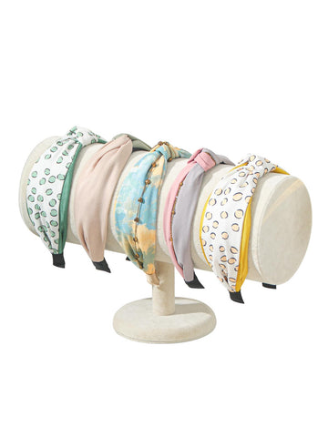 Coward T-Bar Beige Headband Holder Organizer,Hairband Display Stand,Hairband Storage Rack for Girls And Women (detachable beige velvet)