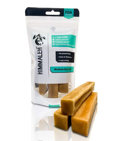 Himmaleh Yak Chews for Dogs - Yak chews for dogs Medium (pack of 3) - Protein Rich Dog Chews Long Lasting Natural - yak milk dog chew - Toothsome Yak Bars for Dogs - Himalayan dog chews - Yak Snack