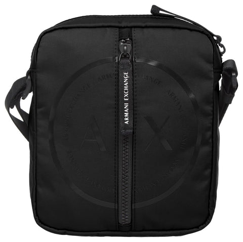 Armani Exchange Men's Antigua, Sustainable, Zip Around Crossbody, Black, One Size