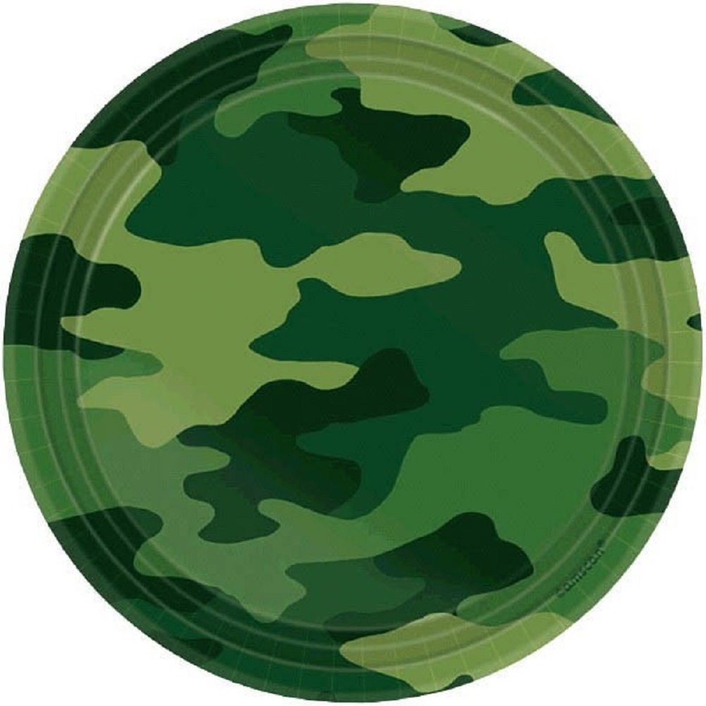 Camouflage Round Plates, 7", Party Favor