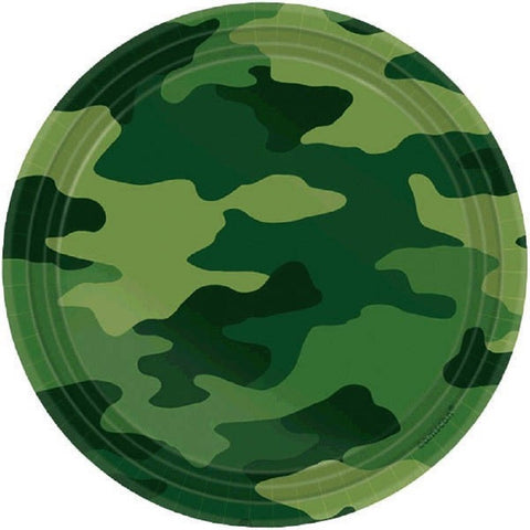 Camouflage Round Plates, 7", Party Favor