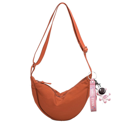 Small Crescent Crossbody Bag for Women, Nylon Hobo Cross Body Bag, Trendy Dumpling Half Moon Bag, Cute Travel Sling Shoulder Bag