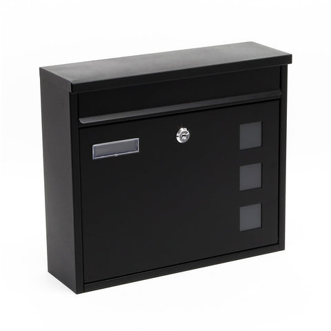Design Mailbox V12 Black Letterbox Postbox Pillar Letter Mail Post Box
