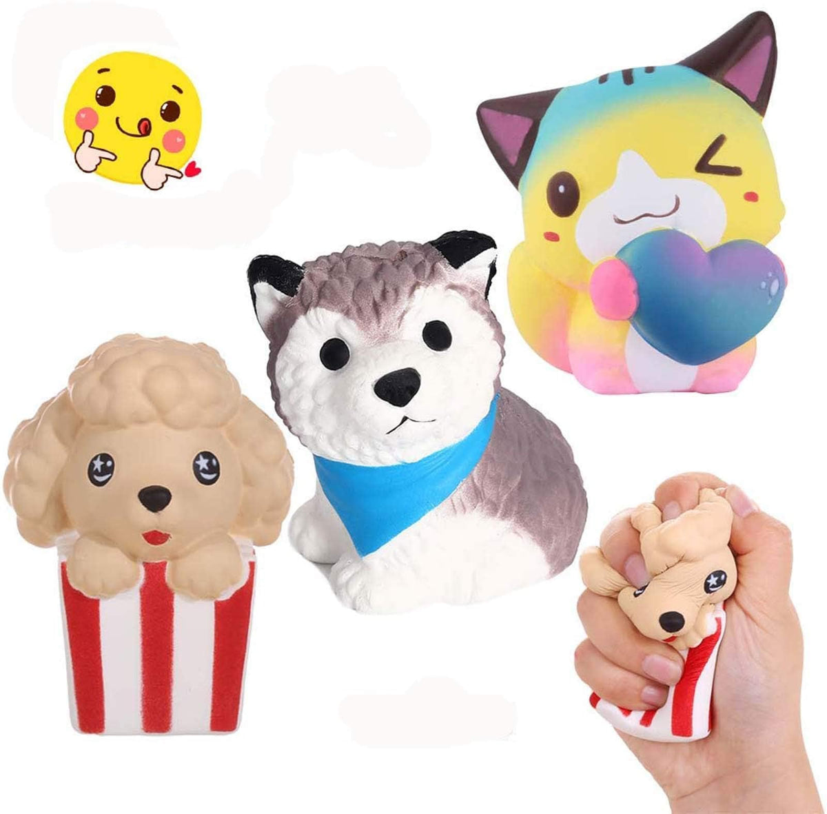 Anboor 3 Pcs Squishies Dog Cat Kawaii Scented Soft Slow Rising Animal Squishies Squeeze Stress Relief Kids Toy Prime Collection