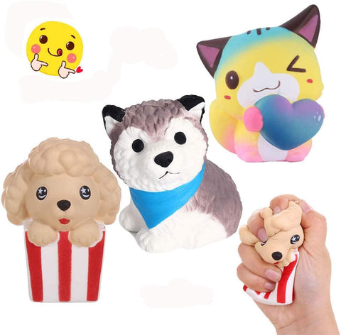 Anboor 3 Pcs Squishies Dog Cat Kawaii Scented Soft Slow Rising Animal Squishies Squeeze Stress Relief Kids Toy Prime Collection