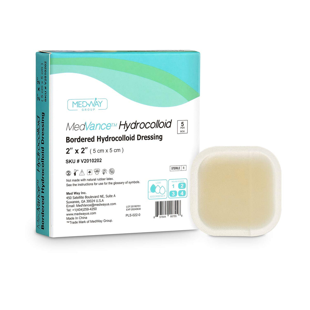 MedVance TM Hydrocolloid - Bordered Hydrocolloid Adhesive Dressing 2" X 2" Box of 5 DRESSINGS