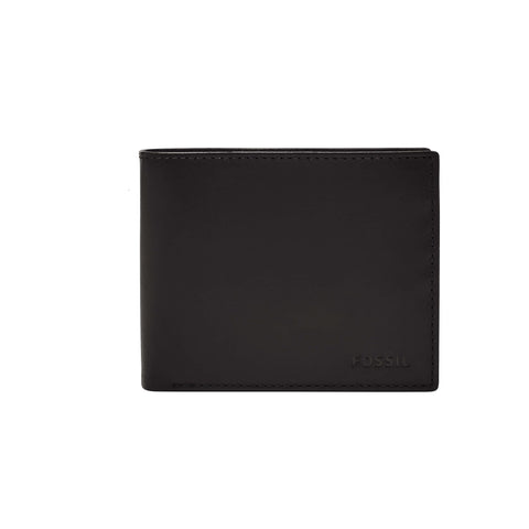 Fossil Men's Derrick Leather RFID-Blocking Bifold with Coin Pocket Wallet, Black, (Model: ML3687001)