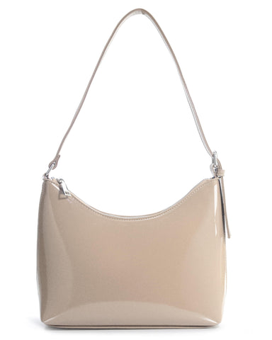 HOXIS Minimalist Faux Patent Leather Shoulder Bag Shiny Women Purse Y2K Style, Nude