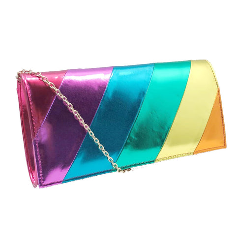 Aurora Womens Rainbow Print Shoulder Clutch Bag Pride
