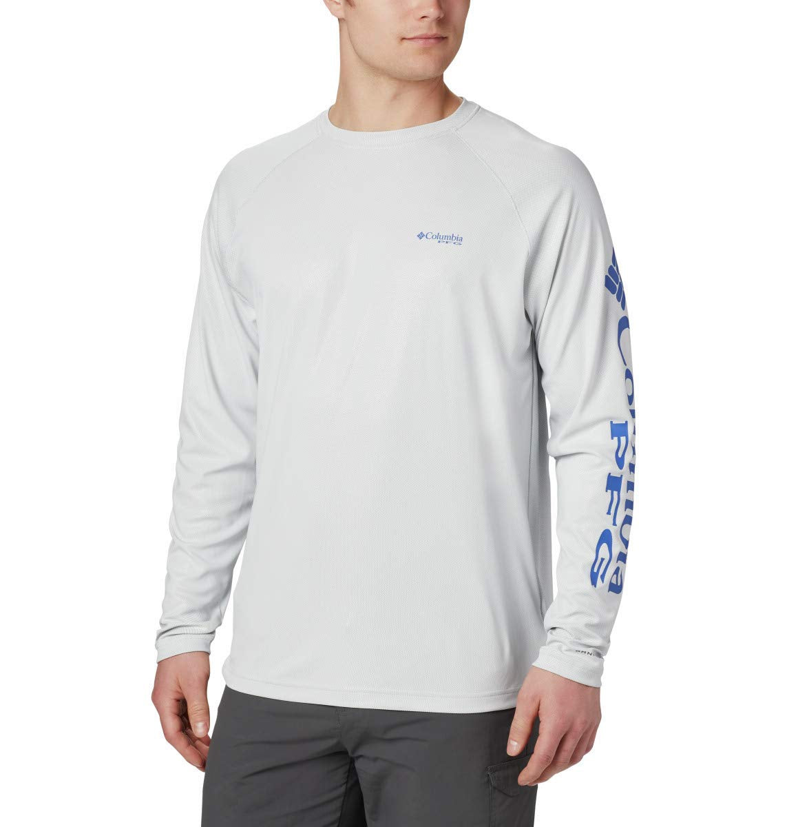 Columbia Men's Terminal Deflector Long Sleeve, Cool Grey/Vivid Blue, Medium