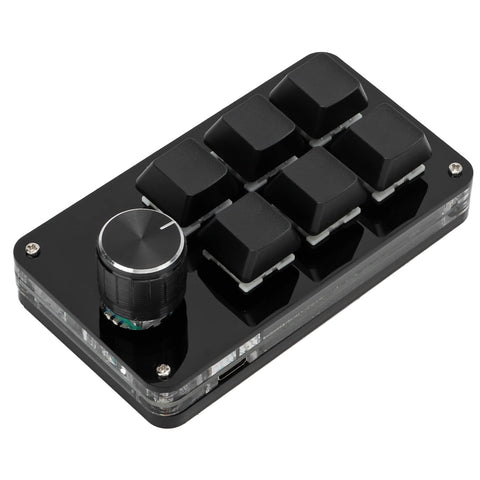 Acogedor One Handed Macro Mechanical Keyboard with Adjustment Knob, Portable Mini Mechanical Gaming Keypad, 6 Fully Programmable Keys (Black)