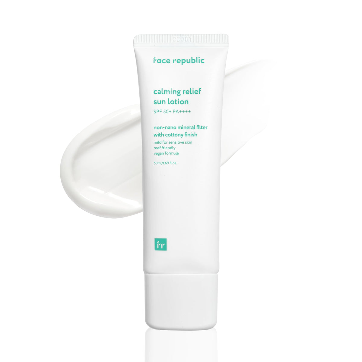 Face Republic Calming Relief Sun Lotion 50mL | SPF50+ PA++++ | Cottony Finish | Vegan Certified | Reef Safe | Non-sticky | Cruelty-Free