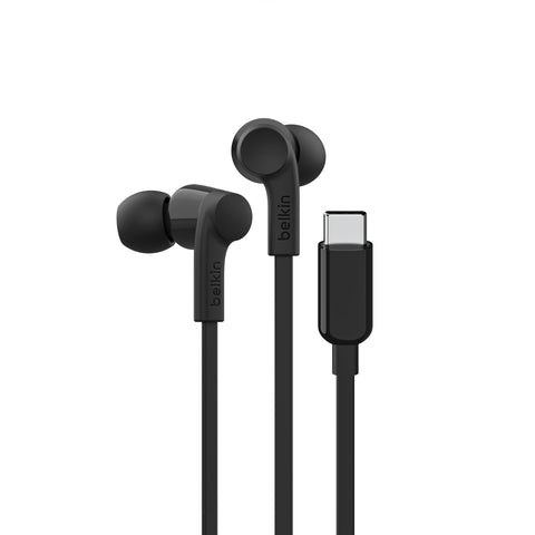 Belkin SoundForm Wired Headphones with USB-C Connector, In-Ear Wired Earphones with Microphone - Wired Earbuds for iPhone 16/15, iPad Mini, Galaxy S24, Android & More (USB-C Headphones) - Black