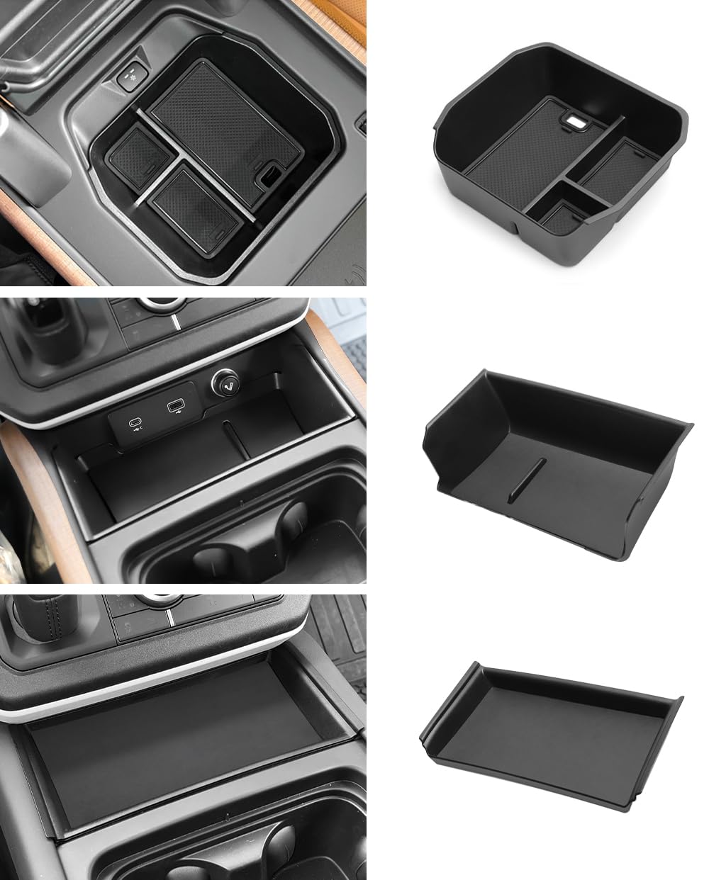EVGoXMods 3PCS Center Console Organizer Compatible with 2020-2025 Land Rover Defender 90 110 130 Accessories Armrest Storage Box Insert Tray Sets