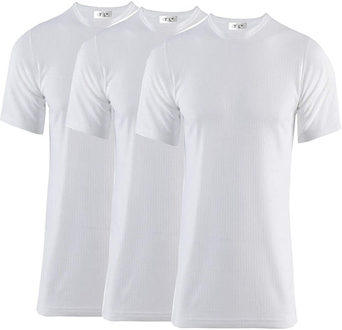 Thread Linens 3 Pack Mens Thermals T Shirt, Body Warmer Base Layer Thermal Underwear Mens Thermal Top for Men Size S-XXL (White, L)