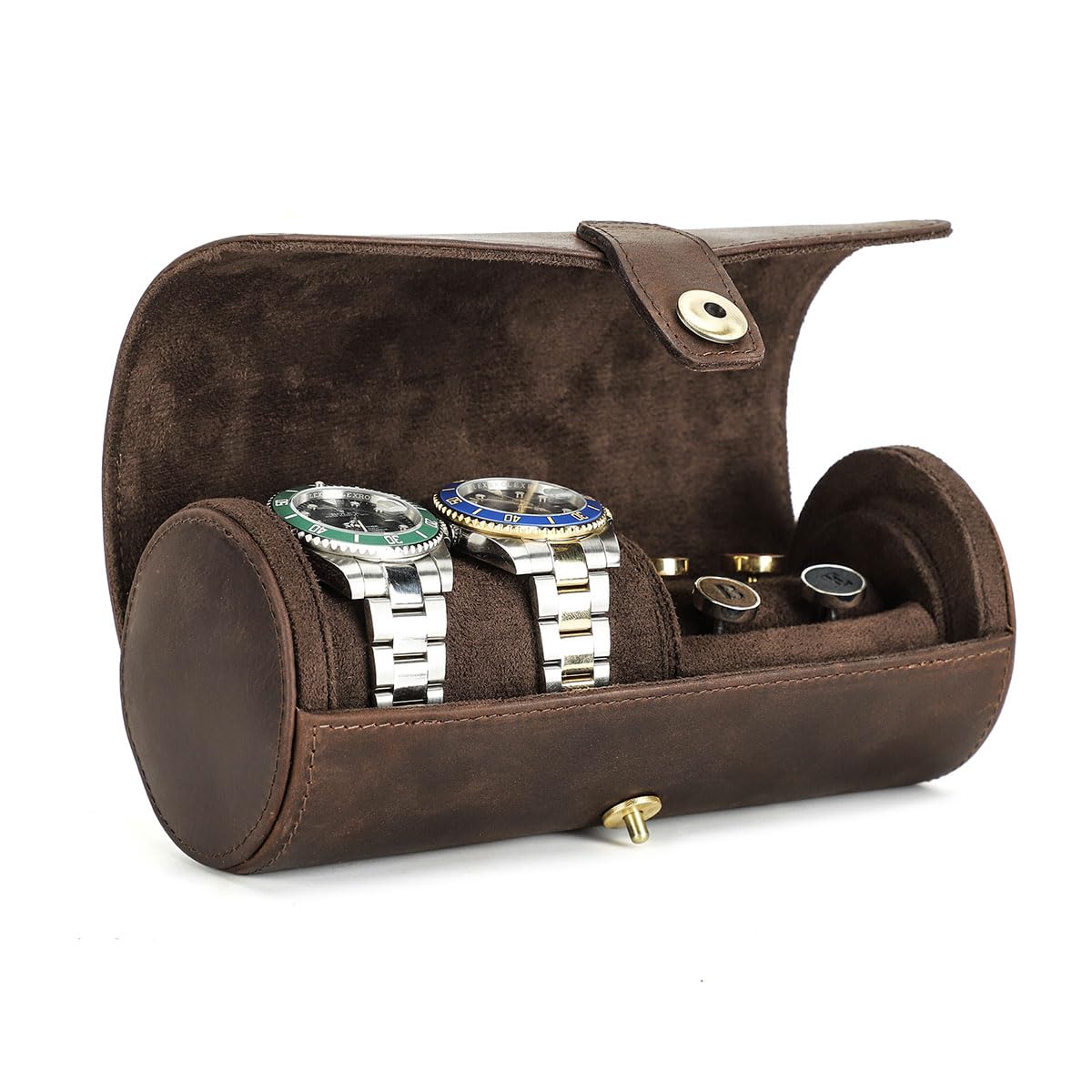 Contacts Luxury Leather Watch Case Cufflink Box with Pad Tie Case Travel Multifunction Jewelry Accessories Organizer Storage Roll