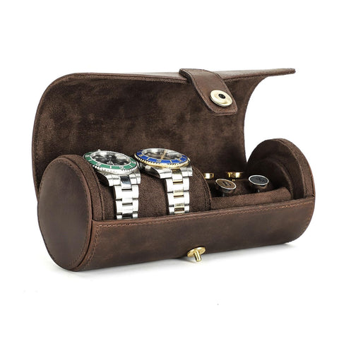 Contacts Luxury Leather Watch Case Cufflink Box with Pad Tie Case Travel Multifunction Jewelry Accessories Organizer Storage Roll