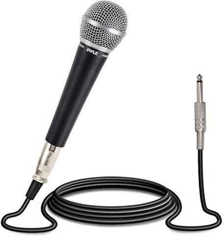 Pyle - Microphone, Handheld Mic, Dynamic Moving Coil Cardioid, microphone for singing, Unidirectional Includes 4.5m XLR Audio Cable to 6.35 mm Audio Connection Compatible for Speaker-Karaoke-Amp-Mixer