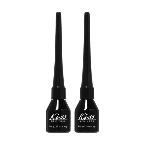 KISS New York Smudge-Proof, Easy-to-Control Liquid Eyeliner (2 PACK)