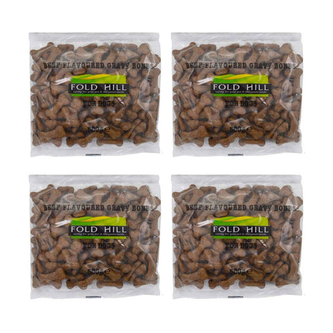 Fold Hill Dog Treats Gravy Bonibox Bones Biscuits Maintains Healthy Teeth 500g (4 Pack)
