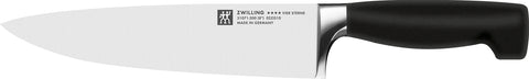 ZWILLING Chef's Knife, Blade length: 20 cm, Wide blade, Special stainless steel/Plastic handle, Four Star, Silver/Black
