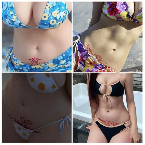 Kotbs Naughty Temporary Tattoos for Women Ladies Girls, 24-Sheet Flowers Temporary Tattoos Stickers, Fun for Lower Back Legs Arms Butt Stomach
