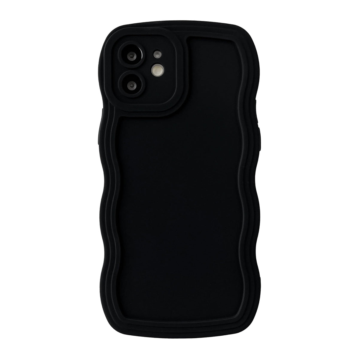 Caseative for iPhone 12 Case, Solid Color Curly Wave Frame Soft Compatible with iPhone Case (Black,iPhone 12)