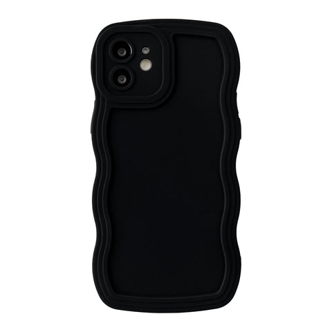 Caseative for iPhone 12 Case, Solid Color Curly Wave Frame Soft Compatible with iPhone Case (Black,iPhone 12)