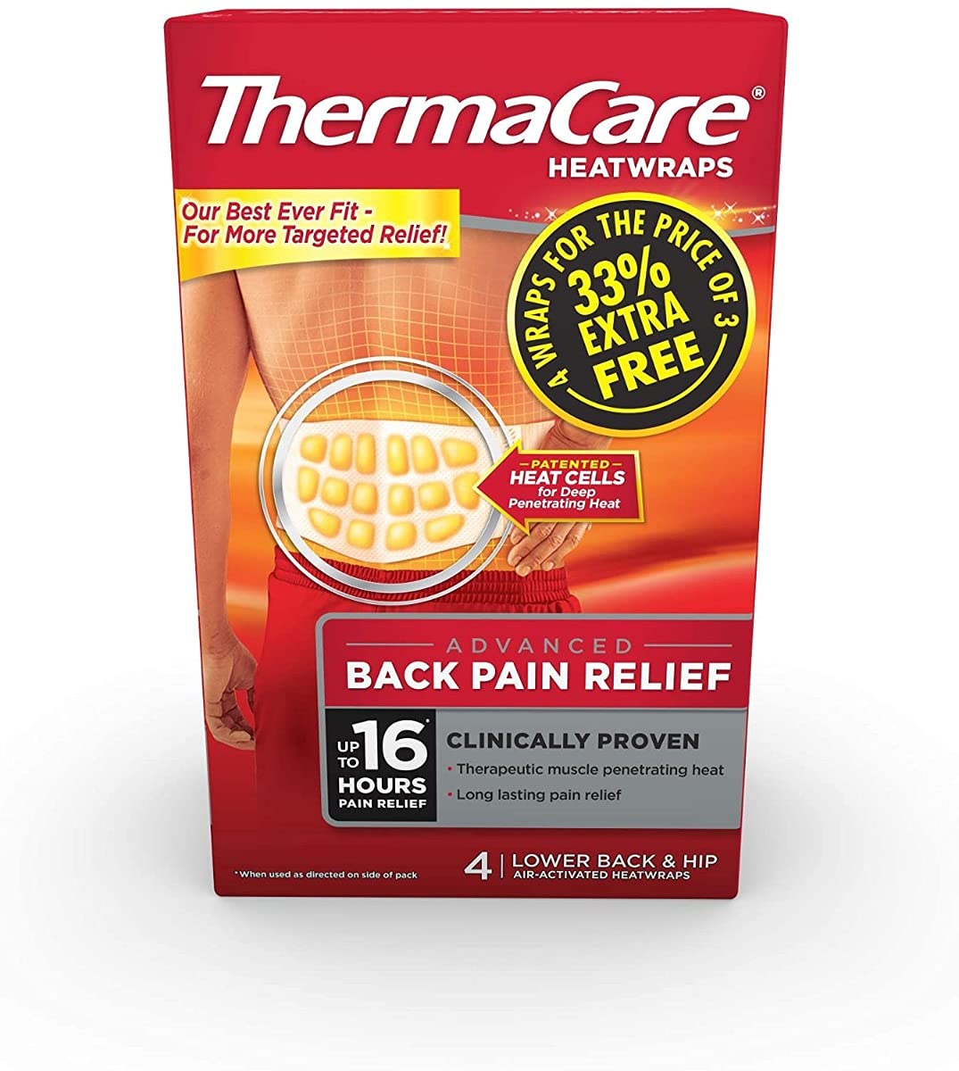 ThermaCare Lower Back Heat Wrap (4 Count) 1 Pack