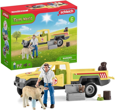 Schleich Farm World, Farm Animal Gifts for Kids, Vet Visit to The Farm with Farm Animals and Toy Truck 12-Piece Set, Ages 3+