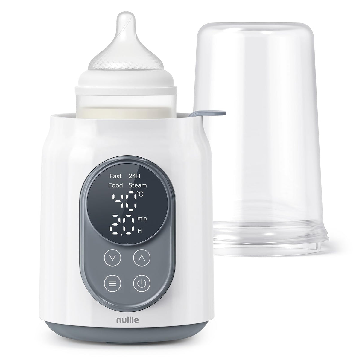 Nuliie Baby Bottle Warmer 6-in-1 with Digital LCD, Timer, Smart Temperature Control and Automatic Shut-Off, Food Warmer&Defrost BPA-Free Warmer for Breastmilk or Formula