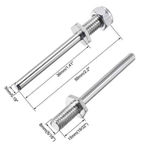 uxcell 5/16 Inch Diameter x 2.2 Inch Length Landing Gear Steel Axle Shaft Drive Axle with Nuts for RC Airplane - 6PCS