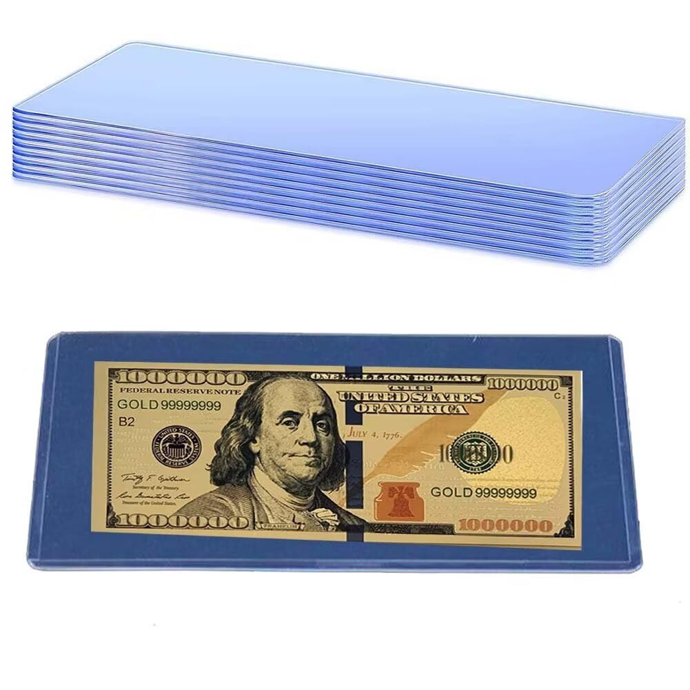 12 PCS Bill Clear Holders Currency PVC Holder Transparent Bill Top-Load Sleeves Currency Display Holder for Bills