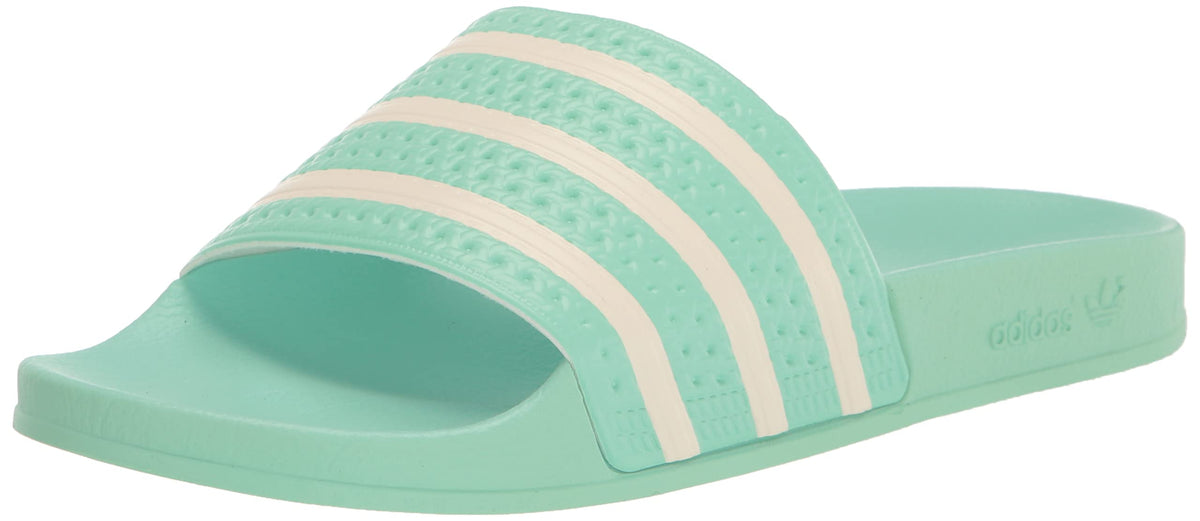 adidas Women's Adilette Slide Sandal, Pulse Mint/Off White/Pulse Mint, 9